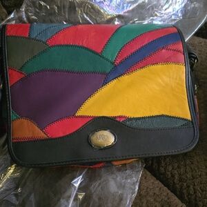 Colorblock Leather Crossbody Bag - Multicolor
